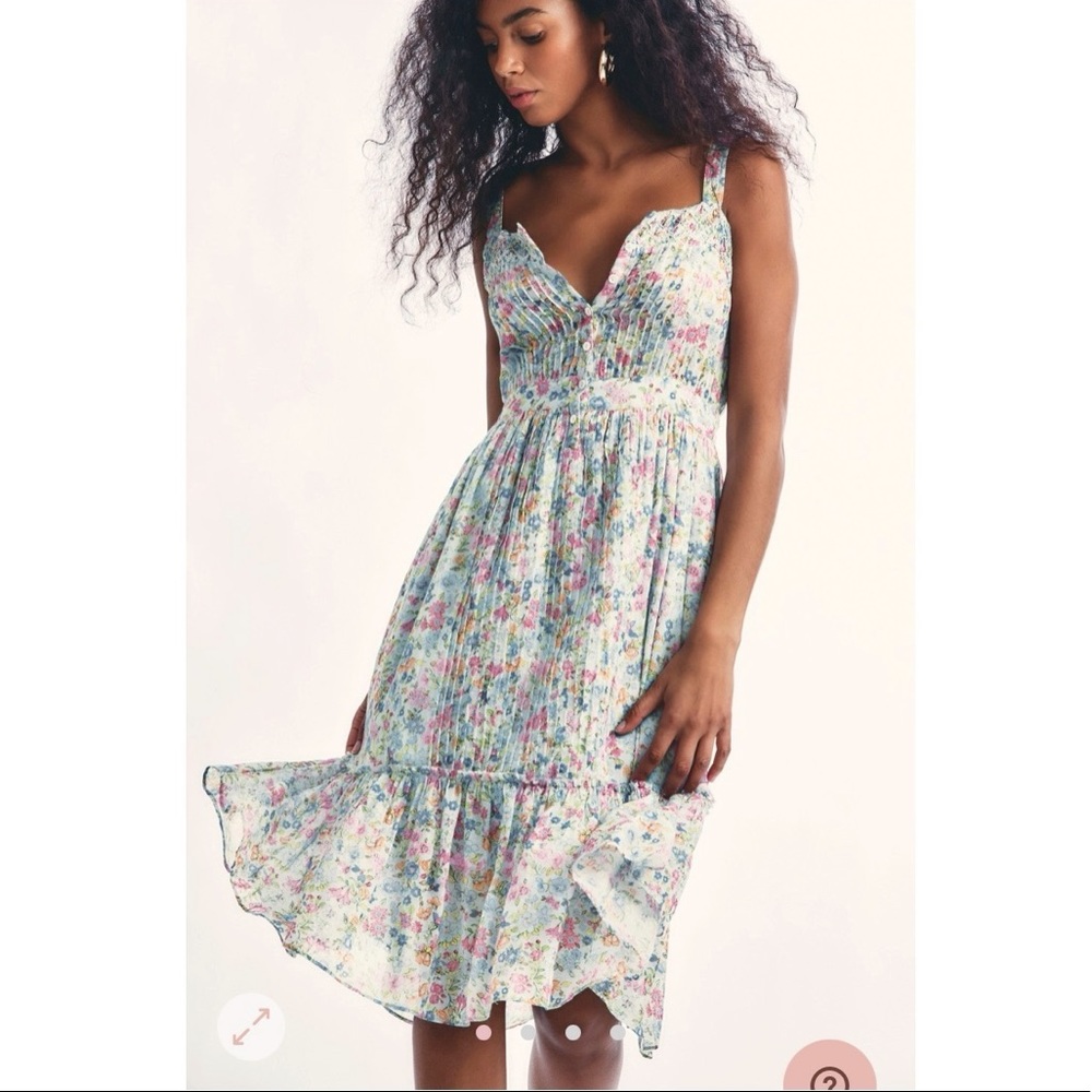 ISO LoveShackFancy Tove Midi Dress in Coral Reef